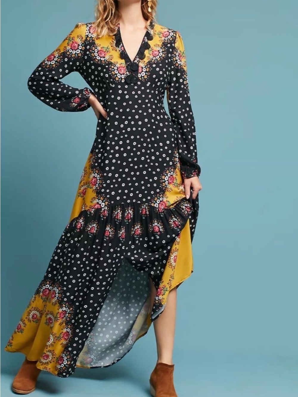 Farm Rio Intarsia Floral Maxi dress Sz L